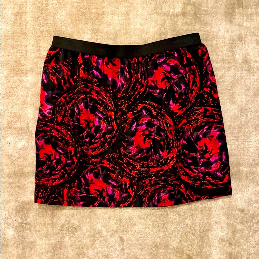 Thakoon Black/Red Swirl Print Mini Skirt - NWOT